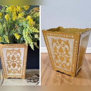 Vintage Italian Florentine Gold Leaf Gilt Wooden Planter Box Storage Basket OBO